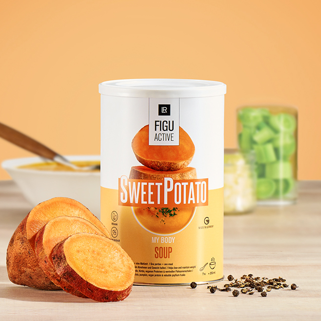 LR FIGUACTIVE Σούπα Sweet Potato: Κρεμώδης και λαχταριστή σούπα με γλυκοπατάτα και κολοκύθα.