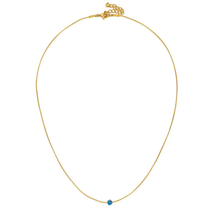 Κολιέ Excite Fashion Jewellery ματάκι με λεπτή ατσάλινη επιχρυση αλυσίδα.  K-1604-01-07-7