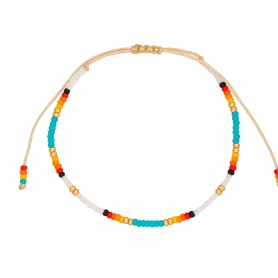 Βραχιόλι λεπτό μακραμέ Boho της Excite Fashion Jewellery, με πολύχρωμες χάντρες. B-110496-4