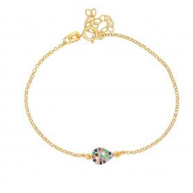 Κομψό βραχιόλι της Excite Fashion Jewellery με μοτίφ σταγόνα στολισμένη με πολύχρωμα  ζιργκόν  από επιχρυσωμένο ασήμι 925. B-51-MYLTI-G-6