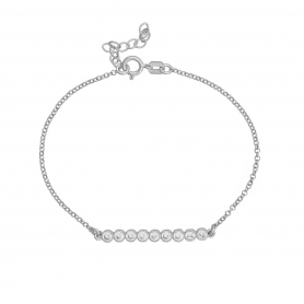 Βραχιόλι της Excite Fashion Jewellery ροζέτα με λευκά  ζιργκόν  από επιπλατινωμένο ασήμι 925. B-56-AS-S-79