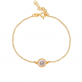 Βραχιόλι της Excite Fashion Jewellery ροζέτα με λευκό ζιργκόν  από επιχρυσωμένο ασήμι 925. B-58-AS-G-79