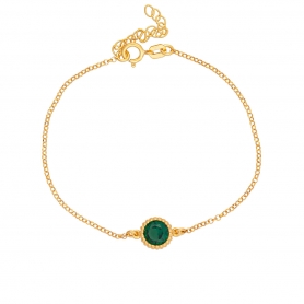 Βραχιόλι της Excite Fashion Jewellery ροζέτα με πράσινο ζιργκόν  από επιχρυσωμένο ασήμι 925. B-58-PRAS-G-79