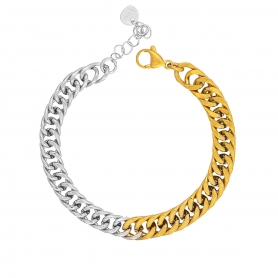 Βραχιόλι από την Excite Fashion Jewellery half & half   από ανοξείδωτο ατσάλι σε ασημί και χρυσό χρώμα. B-YH668A-G-65