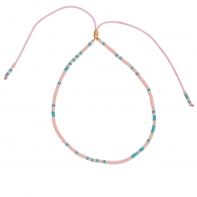 Βραχιόλι ποδιού της Excite Fashion Jewellery με ροζ και γαλάζιες χάντρες και ρυθμιζόμενο κλείσιμο με αυξομείωση. BP-110458-45