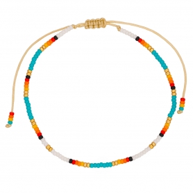 Βραχιόλι ποδιού  της Excite Fashion Jewellery με πολύχρωμες χάντρες από ανοξείδωτο ατσάλι. BP-110463-45