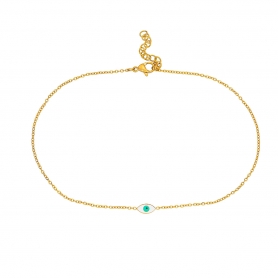 Βραχιόλι ποδιού της Excite fashion jewellery  με  επίχρυση αλυσίδα ατσάλι και ματάκι με λευκό σμάλτο. BP-A004-WHITE-4