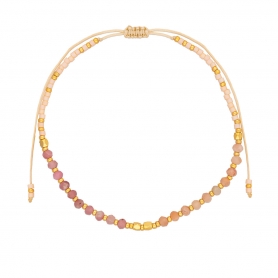 Βραχιόλι λεπτό, Boho της Excite Fashion Jewellery, με ροζ, nude πέτρες από ανοξείδωτο ατσάλι. BR-0709-45
