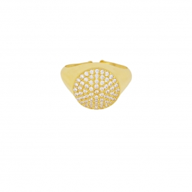 Δαχτυλίδι  σεβαλιέ Excite Fashion Jewellery,  με σειρά λευκά ζιργκόν,  από επιχρυσωμένο ασήμι 925.  D-74-01-14
