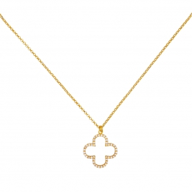 Κολιέ σταυρός της Excite Fashion Jewellery,  με λευκά  ζιργκόν και οβάλ κόψιμο από επιχρυσωμένο ασήμι 925.  K-114-AS-G-105
