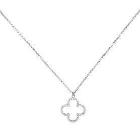 Κολιέ σταυρός της Excite Fashion Jewellery,  με λευκά  ζιργκόν και οβάλ κόψιμο από επιπλατινωμένο ασήμι 925.  K-114-AS-S-105