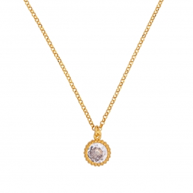 Κολιέ μονόπετρο  από την  Excite Fashion Jewellery με λευκό  ζιργκόν από επιχρυσωμένο ασήμι 925. K-116-AS-G-89