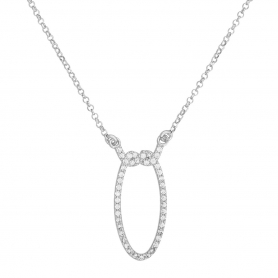 Κομψό κολιέ από την Excite Fashion Jewellery οβάλ κύκλος, δεμένος με το συμβολο του άπειρου και στολισμένος με λευκά ζιργκόν από επιχρυσωμένο ασήμι 925. K-121-AS-S-99