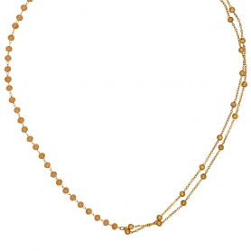 Κολιέ από την Excite Fashion Jewellery half & half με μελί γυάλινες χάντρες και αλυσίδα dots από επιχρυσωμένο ανοξείδωτο ατσάλι. K-1726-01-19-69