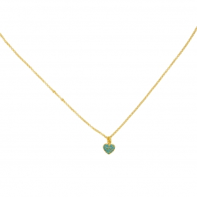 Κολιέ καρδιά Excite Fashion Jewellery με τυρκουάζ ζιργκόν από επιχρυσωμένο ασήμι 925. K-24-TYRK-G-75