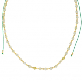 Κολιέ Boho της Excite Fashion Jewellery, με ivory πέτρες, και χρυσές χάντρες. N-110401-115