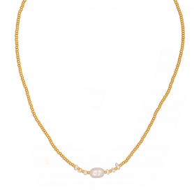 Κολιέ Boho της Excite Fashion Jewellery, με μαργαριταράκια, και χρυσές χάντρες. N-110417-85