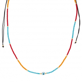 Κολιέ Boho της Excite Fashion Jewellery, με ματάκι, και πολύχρωμες χάντρες. N-110418-69