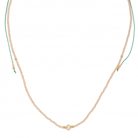 Κολιέ Boho της Excite Fashion Jewellery, με πέρλα και nude χάντρες από επιχρυσωμένο ατσάλι. N-110425-6