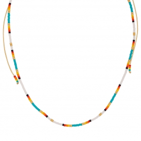 Κολιέ Boho της Excite Fashion Jewellery, με πολύχρωμες χάντρες από επιχρυσωμένο ατσάλι. N-110434-55