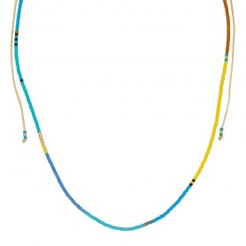 Κολιέ Boho της Excite Fashion Jewellery, με πολύχρωμες χάντρες από επιχρυσωμένο ατσάλι. N-110436-55