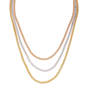 Τριπλή αλυσίδα φίδι από την Excite Fashion Jewellery από επιχρυσωμένο, επιπλατινωμένο και ροζ χρυσό ανοξείδωτο ατσάλι. N-YH1531A-MIX-7