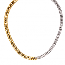 Εντυπωσιακό κολιέ από την Excite fashion jewellery,  half & half αλυσίδα από επιχρυσωμένο και επιπλατινωμένο ανοξείδωτο ατσάλι. N-YH691A-MIX-G-8