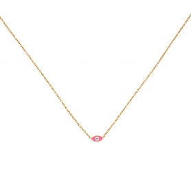 Kολιέ από την Excite fashion jewellery, ματάκι με ροζ σμάλτο  και ατσάλινη ανοξείδωτη επίχρυση αλυσίδα. N002-PINK-5