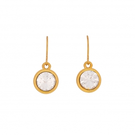 Χειροποίητα σκουλαρίκια Excite Fashion Jewellery με λευκό  κρύσταλλο  από επιχρυσωμένο ατσάλι  S-1726-01-25-5