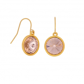 Χειροποίητα σκουλαρίκια Excite Fashion Jewellery με ροζ παλ κρύσταλλο  από επιχρυσωμένο ατσάλι. S-848-01-11-5