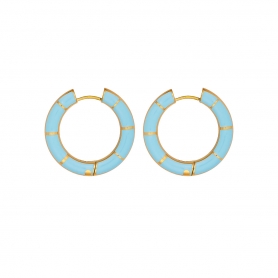 Κρίκοι από την  Excite Fashion Jewellery, με γαλάζιο σμάλτο και χρυσές λεπτομέρειες, από ανοξείδωτο (δεν μαυρίζει) επιχρυσωμένο ατσάλι. E-YH1073A-BLUE-G-85