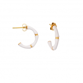 Κρικάκια από την  Excite Fashion Jewellery, με λευκό σμάλτο και χρυσές λεπτομέρειες από ανοξείδωτο επιχρυσωμένο ατσάλι. E-YH207A-G-65