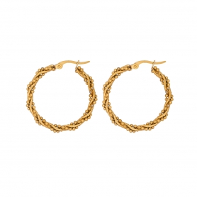 Στριφτοί κρίκοι από την  Excite Fashion Jewellery, στολισμένοι με dots από ανοξείδωτο (δεν μαυρίζει) επιχρυσωμένο ατσάλι. E-YH1175A-G-65