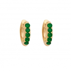 Κρίκοι από την  Excite Fashion Jewellery, στολισμένοι με πράσινα ζιργκόν από ανοξείδωτο (δεν μαυρίζει) επιχρυσωμένο ατσάλι. E-YH1454A-GREEN-G-69