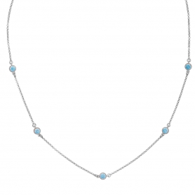 Κολιέ Excite fashion jewellery με σειρά  από γαλάζια  ζιργκόν από επιπλατινωμένο ασήμι 925.   K-68-AQUA-S-105