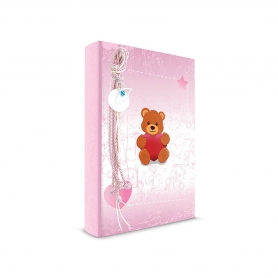Παιδικό Άλμπουμ με Σχέδιο Αρκουδάκι Καρδούλες Ροζ με Charms 15 x 20 cm