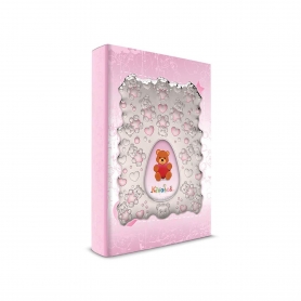 Παιδικό Άλμπουμ με Σχέδιο Αρκουδάκι Καρδούλες Ροζ με Κορνίζα 3D 20 x 25 cm