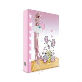 Παιδικό Άλμπουμ με Σχέδιο Ποντικάκι Ροζ με Charms 15 x 20 cm