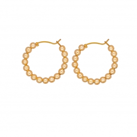 Κρίκοι Excite Fashion Jewellery, από ανοξείδωτο επιχρυσωμένο ατσάλι με χρυσές περλίτσες. S-1731-01-19-55
