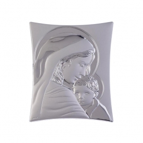 Ασημένια Καθολική Εικόνα Ευλογημένη Μητέρα Τετράγωνη Ασημί 5.4x7 Καφέ
