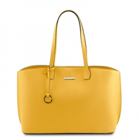 Γυναικεία Τσάντα Ώμου Δερμάτινη TL141828-Κίτρινο