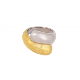 Δίχρωμο δαχτυλίδι από την Excite Fashion Jewellery από ανοξείδωτο ατσάλι. R-YH276-G-85