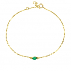 βραχιόλι επιχρυσωμένο ασήμι 925, με μονόπετρο με πράσινο  ζιργκόν  από την Excite Fashion Jewellery. B-4-G-69
