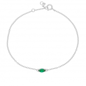 βραχιόλι επιπλατινωμένο ασήμι 925, με μονόπετρο με πράσινο  ζιργκόν  από την Excite Fashion Jewellery. B-4-S-69