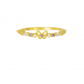 Δαχτυλίδι από επιχρυσωμένο ασήμι 925, πεταλουδίτσα με μωβ και λευκά ζιργκόν,  από την Excite Fashion Jewellery. D-10-G-79