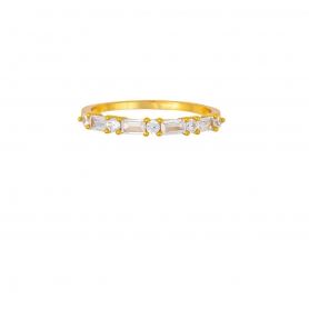 Δαχτυλίδι επιχρυσωμένο ασήμι 925, με λευκά  ζιργκόν  της Excite Fashion Jewellery. D-14-AS-G-79