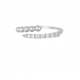 Δαχτυλίδι ασήμι 925, επιπλατινωμένο με λευκά ζιργκόν και dots  της Excite Fashion Jewellery. D-5-S-85