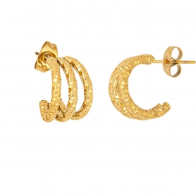 Μικροί κρίκοι διαμανταρισμένοι, από ανοξείδωτο (δεν μαυρίζει) επιχρυσωμένο ατσάλι, της Excite Fashion Jewellery. E018-G-65