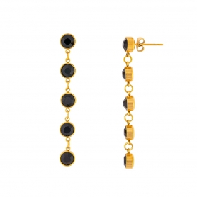 Σκουλαρίκα κρεμαστά, επίχρυσα, από ανοξείδωτο ατσάλι (δεν μαυρίζει), με μαύρα κρυσταλλάκια της Excite Fashion Jewellery. E-0194-B-65