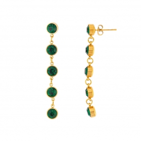 Σκουλαρίκα κρεμαστά, επίχρυσα, από ανοξείδωτο ατσάλι (δεν μαυρίζει), με πράσινα κρυσταλλάκια της Excite Fashion Jewellery. E-0194-GN-65